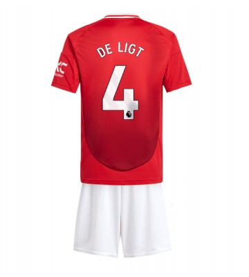 Manchester United Matthijs de Ligt #4 Primera Equipación Niños 2024-25 Manga Corta (+ Pantalones cortos)